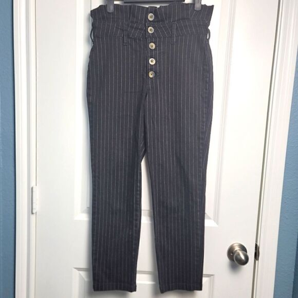 FREE PEOPLE Montella Pinstripe Crop Skinny Pants - Picture 1 of 9